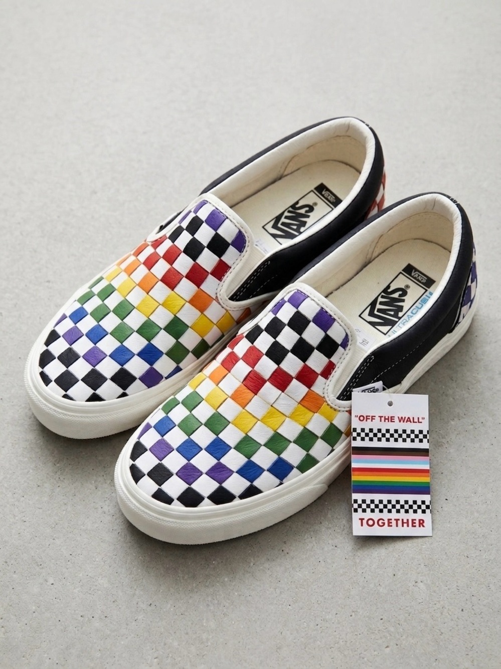 Vans Vault OG Classic SlipOn LX Pride Woven Rainbow Shoes Size Men 10 Women 11.5